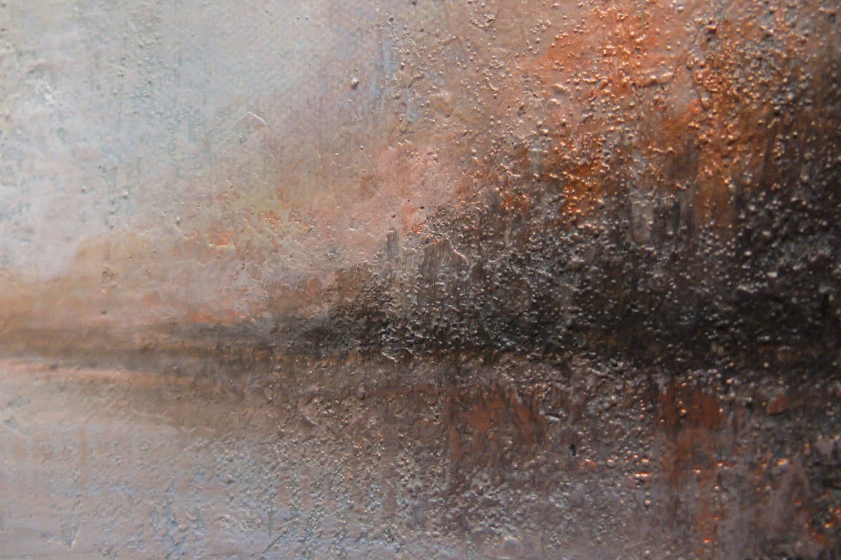 Copper Leaves original painting by Lydia Orange, close-up showing the texture and edges